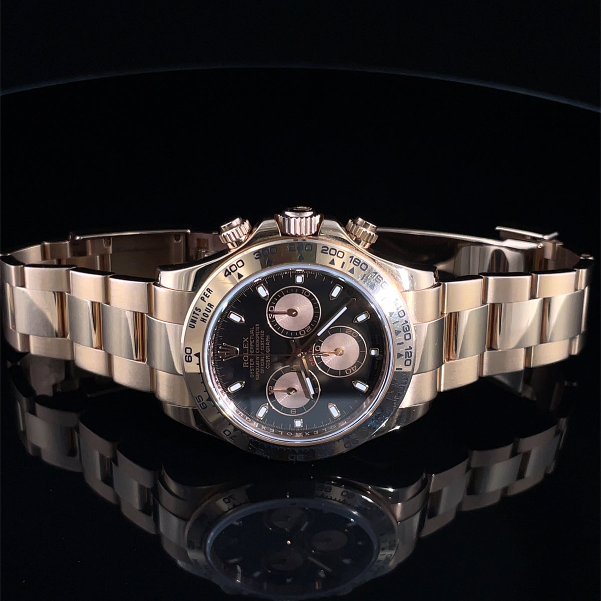 Pre-Owned Rolex 40mm 18K Rose Gold Daytona Black Dial Watch M Series 2007 116505