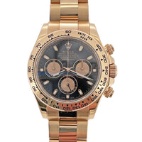 Pre-Owned Rolex 40mm 18K Rose Gold Daytona Black Dial Watch M Series 2007 116505