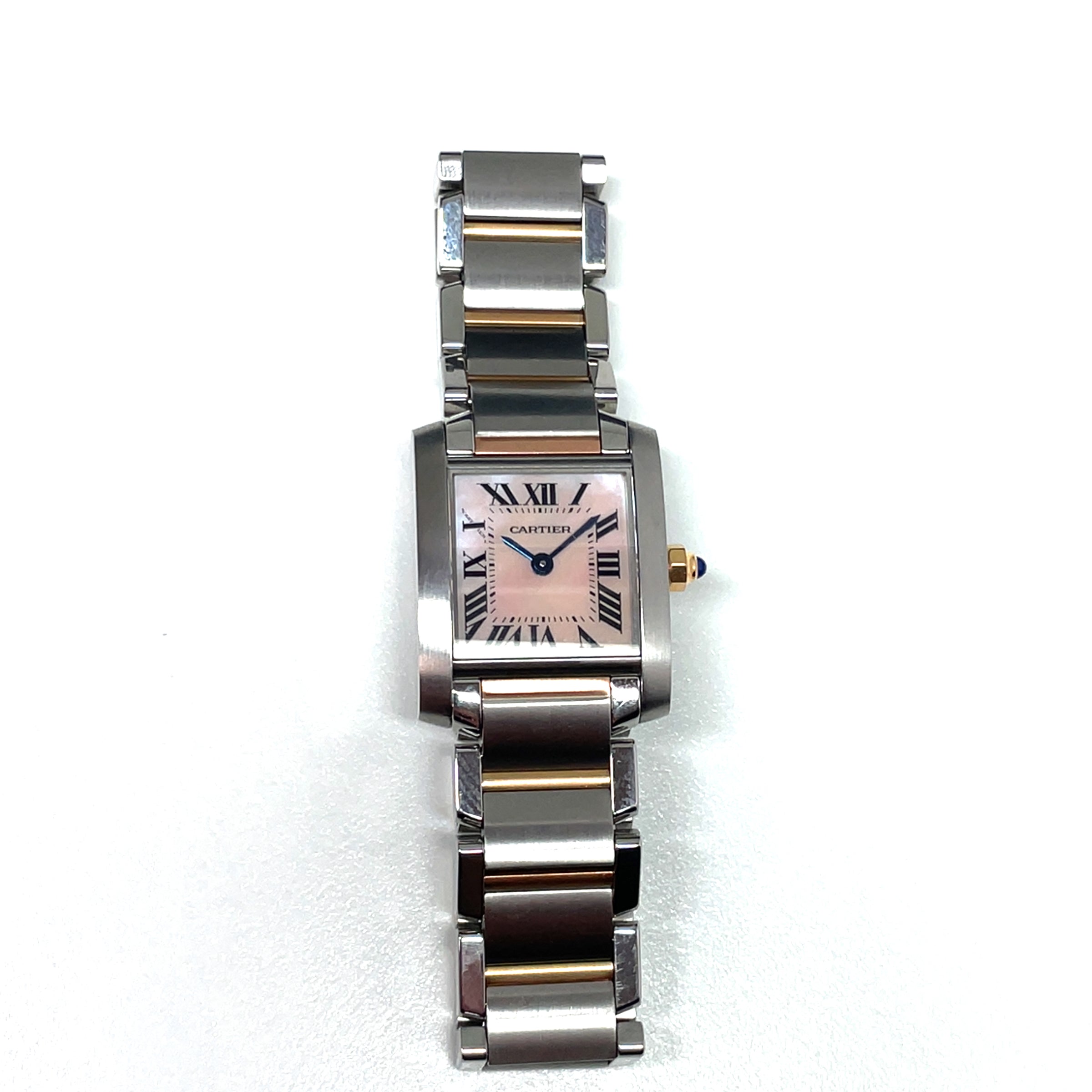 Pre-Owned Cartier Tank Francaise Rose Gold Pink Mother of Pearl Watch 2384 W51027Q4 Quartz 20mm