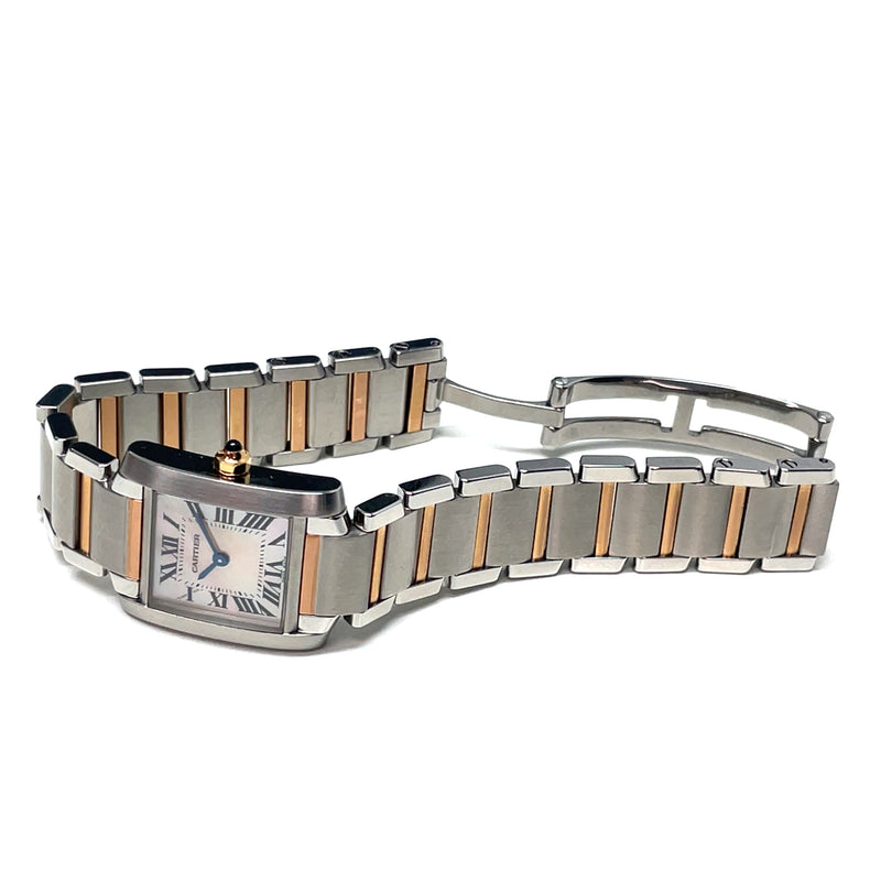 Pre-Owned Cartier Tank Francaise Rose Gold Pink Mother of Pearl Watch 2384 W51027Q4 Quartz 20mm