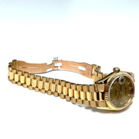 Pre-owned Rolex Gold DateJust 68278 Diamond Champagne Dial Watch 31mm 1993