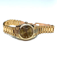 Pre-owned Rolex Gold DateJust 68278 Diamond Champagne Dial Watch 31mm 1993