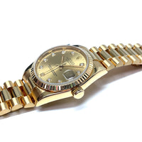 Pre-owned Rolex Gold DateJust 68278 Diamond Champagne Dial Watch 31mm 1993