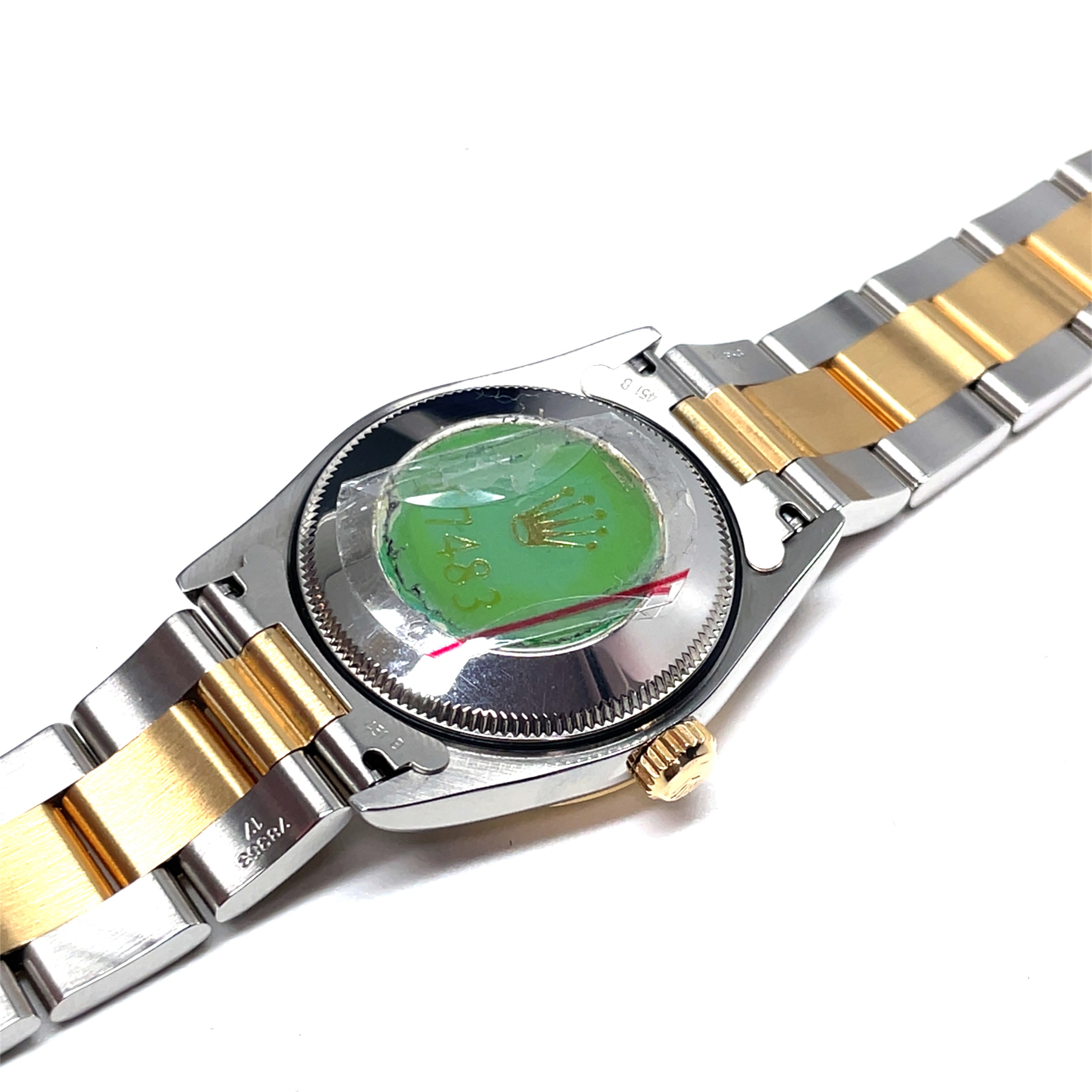 Pre-owned Rolex Oyster Perpetual 67483 Grey Dial Oyster Bracelet Two-tone 18K 31mm 1995