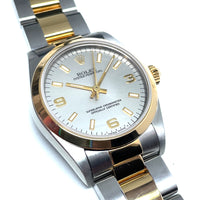 Pre-owned Rolex Oyster Perpetual 67483 Grey Dial Oyster Bracelet Two-tone 18K 31mm 1995