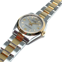 Pre-owned Rolex Oyster Perpetual 67483 Grey Dial Oyster Bracelet Two-tone 18K 31mm 1995