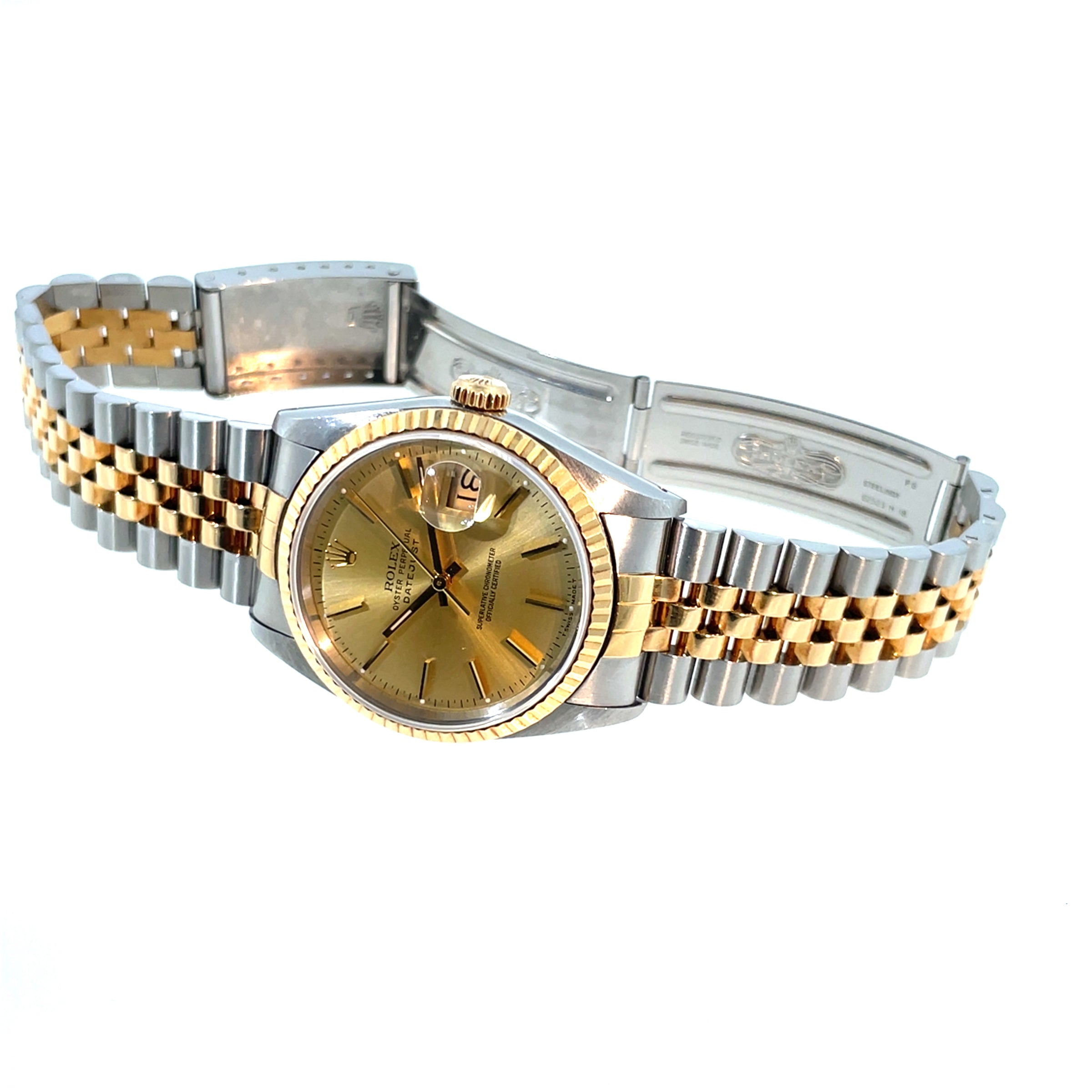 Pre-Owned Rolex Two-Tone Datejust 16233 36mm Champagne Dial Year 1992