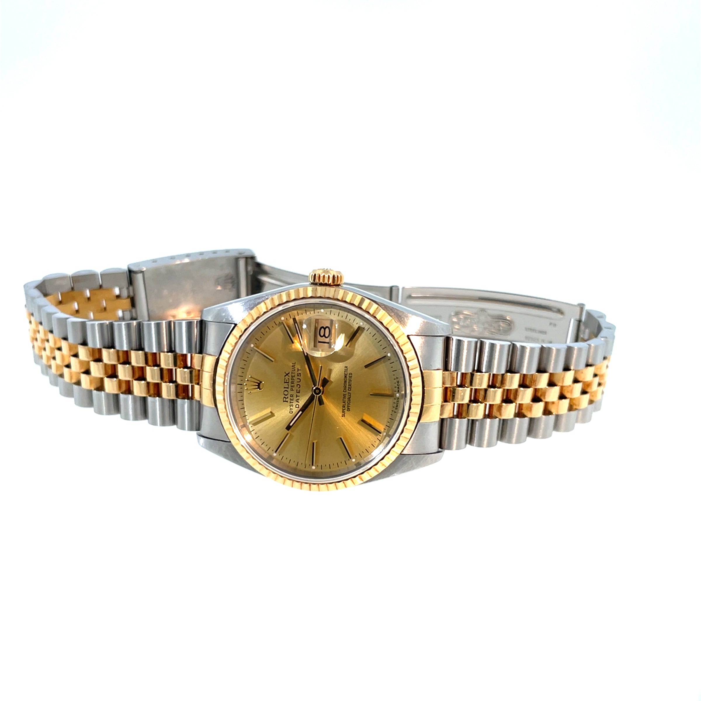 Pre-Owned Rolex Two-Tone Datejust 16233 36mm Champagne Dial Year 1992