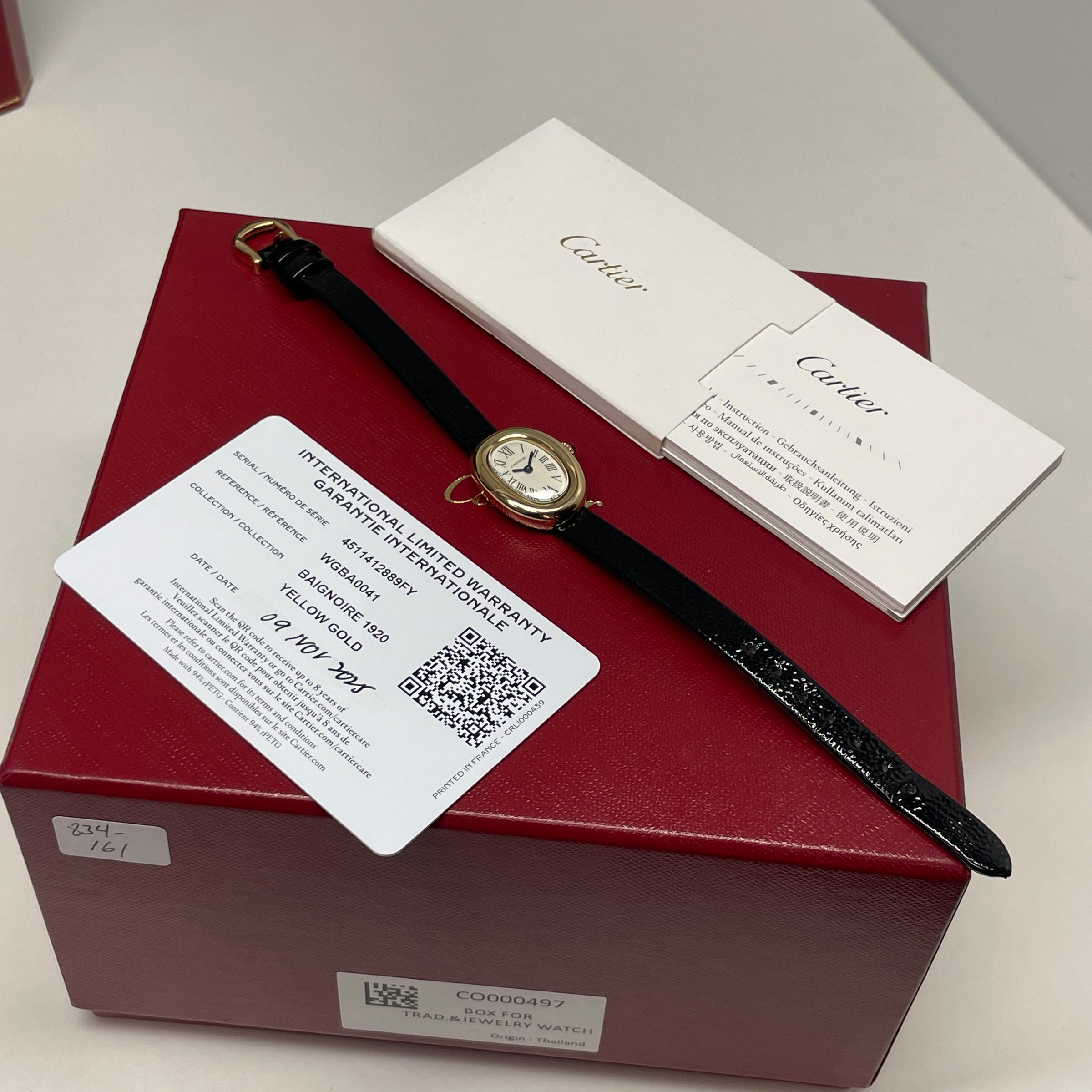 Pre-owned Cartier Baignoire 1920 Mini Watch 18K Yellow Gold WGBA0041