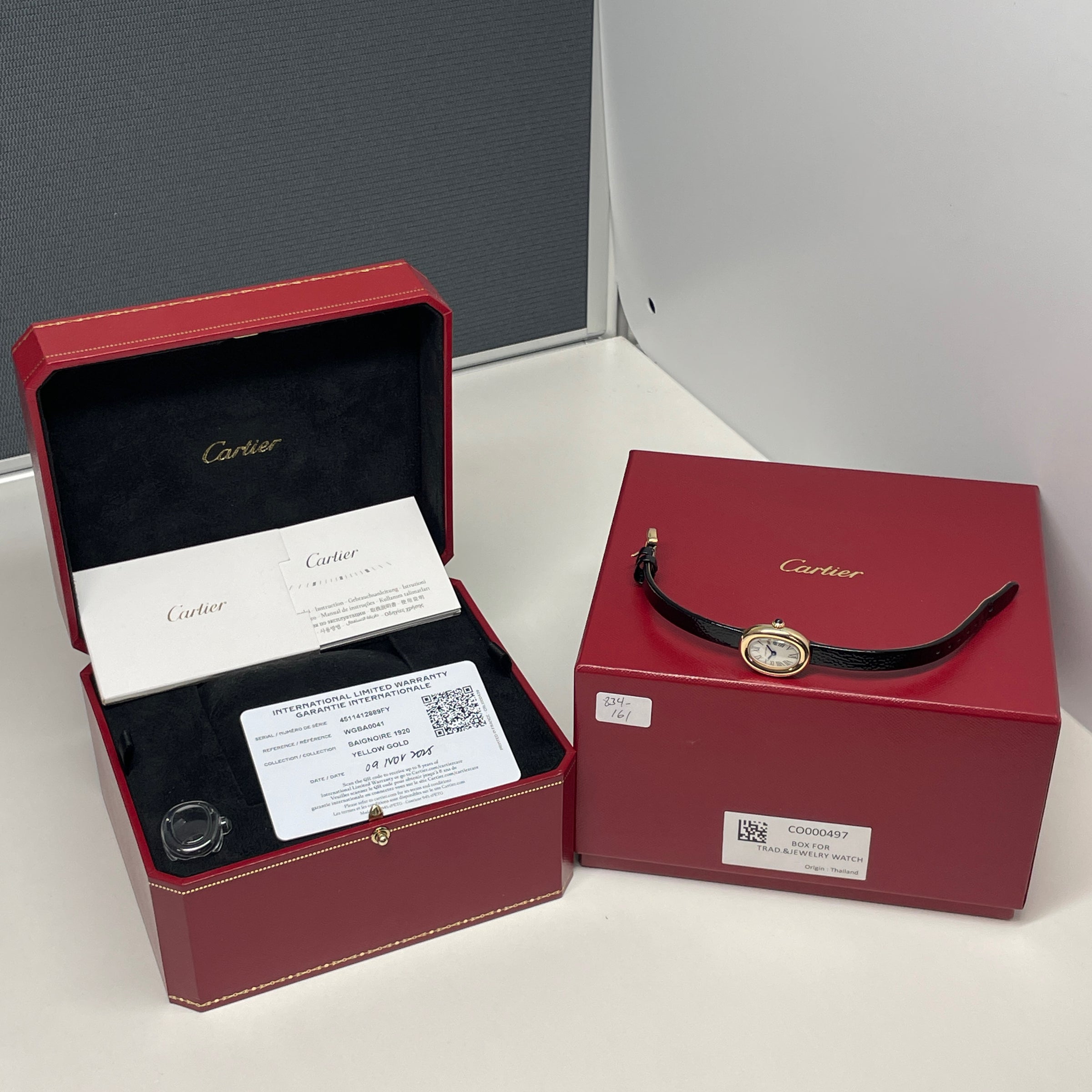 Pre-owned Cartier Baignoire 1920 Mini Watch 18K Yellow Gold WGBA0041