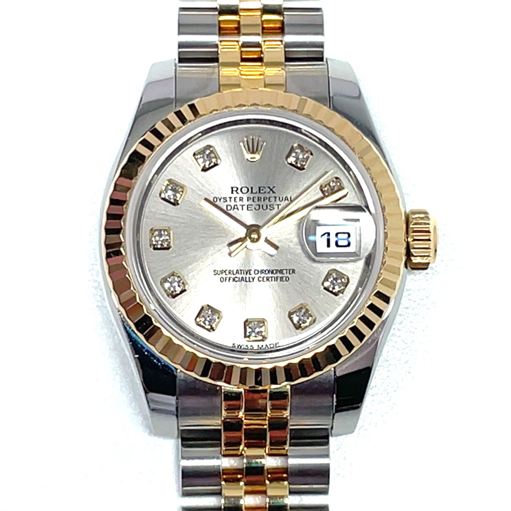 Pre-Owned Rolex Datejust Lady Grey Diamond Dial 26mm Watch 179173 2017 - NAGI