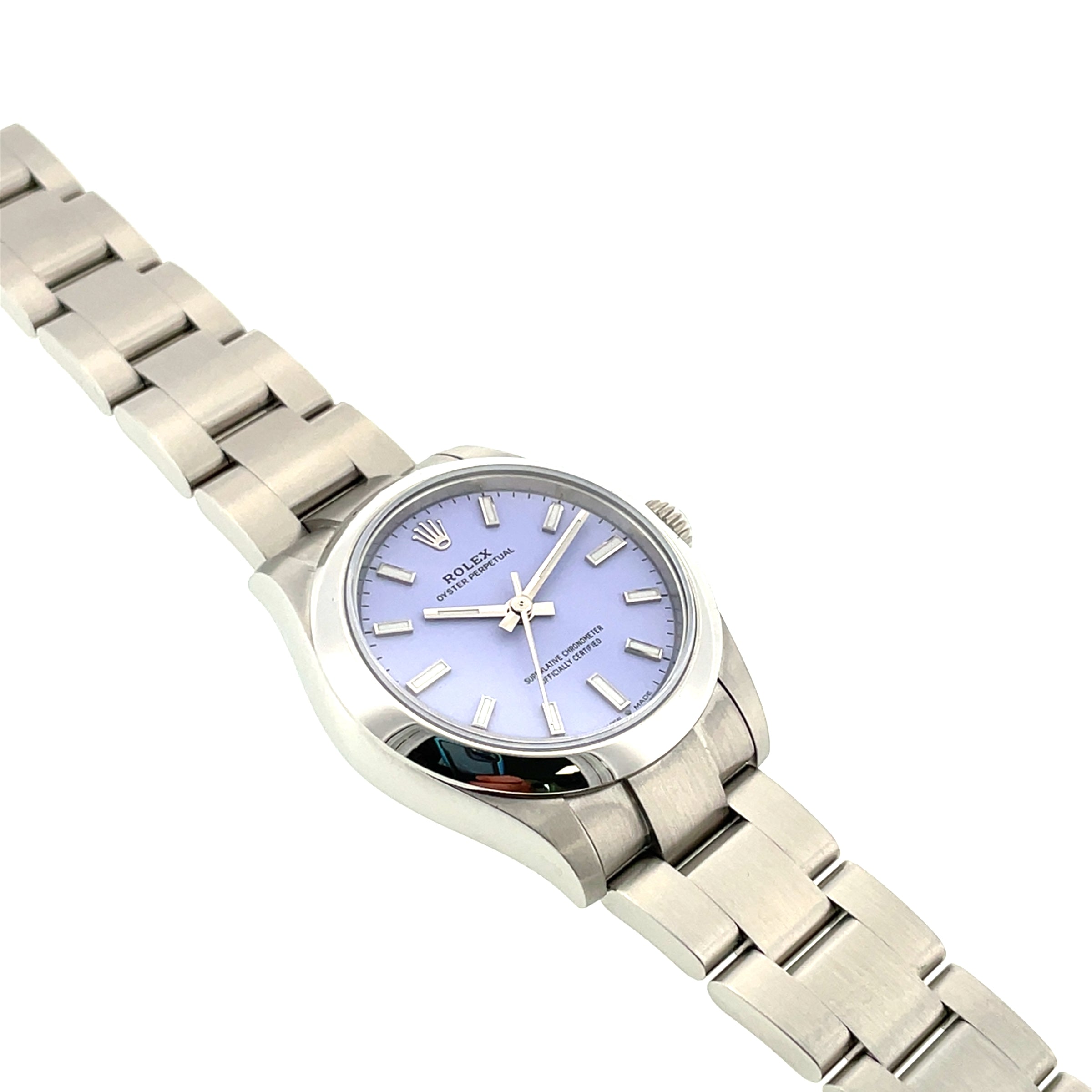 Pre-owned Rolex 31mm Oyster Perpetual Lavender Oystersteel 277200 Watch