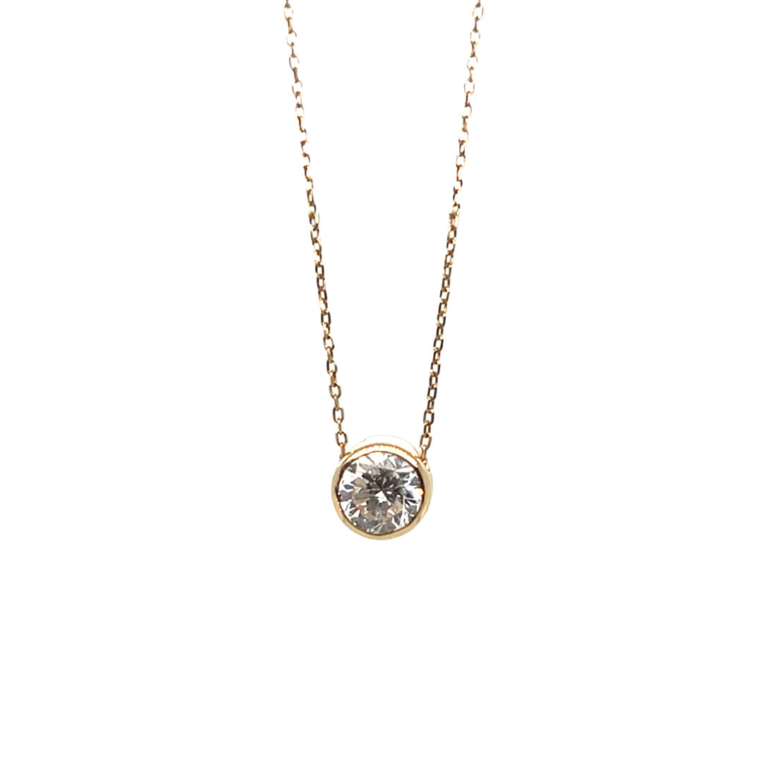Pre-Owned 18K Yellow Gold Bezel Set Diamond Necklace