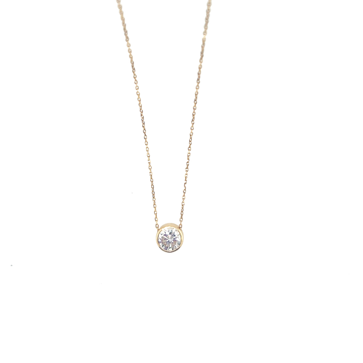 Pre-Owned 18K Yellow Gold Bezel Set Diamond Necklace