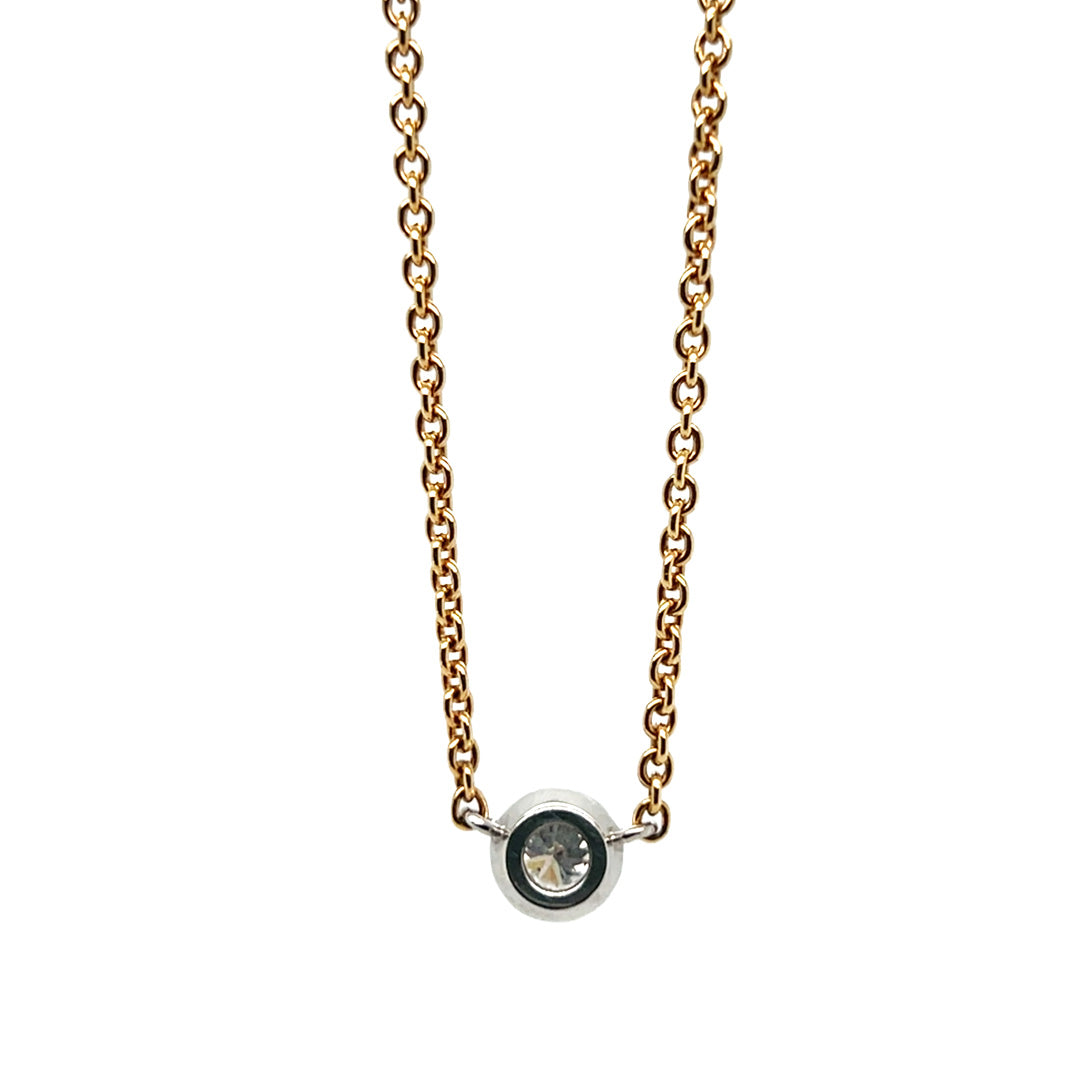 Pre-Owned 18K Yellow Gold and Platium Bezel Set Diamond Necklace