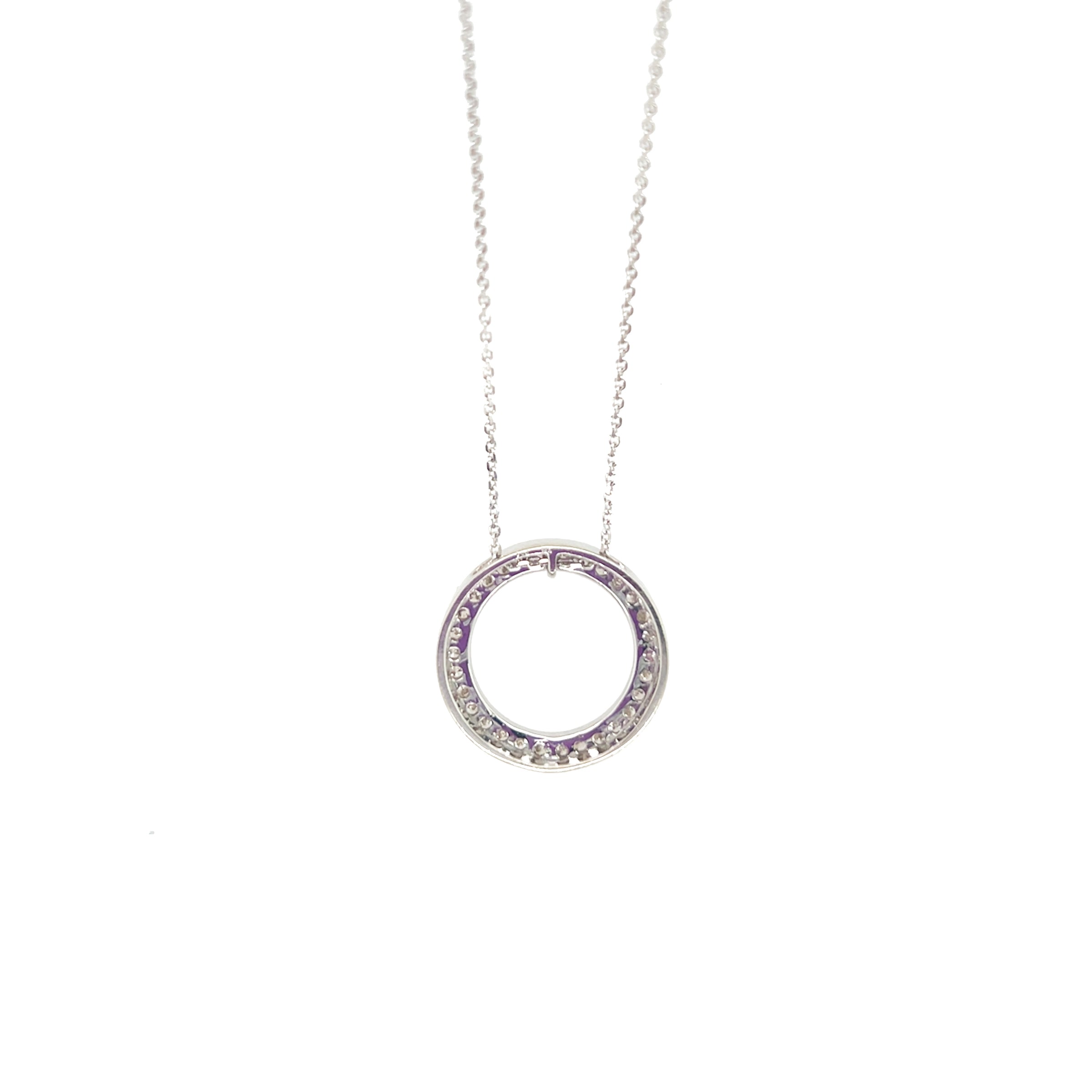 Pre-Owned 14K White Gold Circle of Diamond Necklace