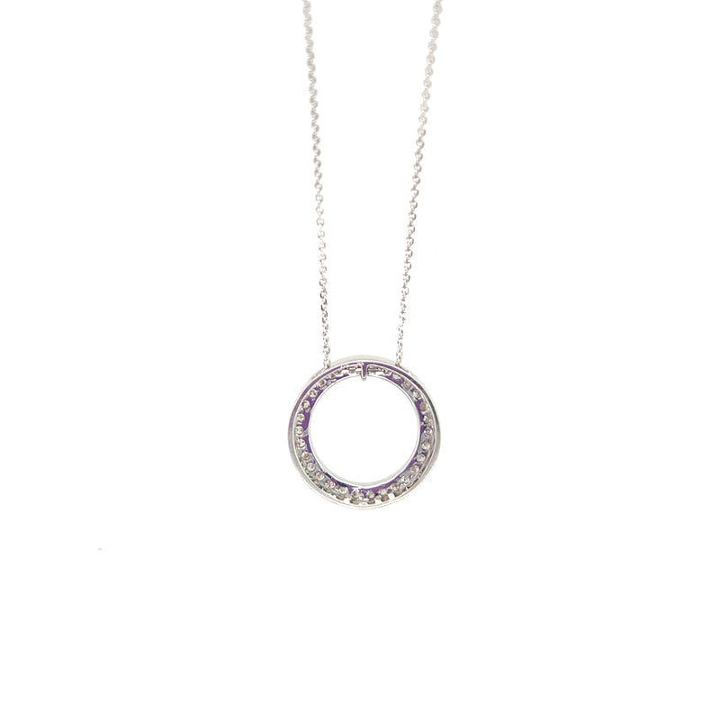 Pre-Owned 14K White Gold Circle of Diamond Necklace