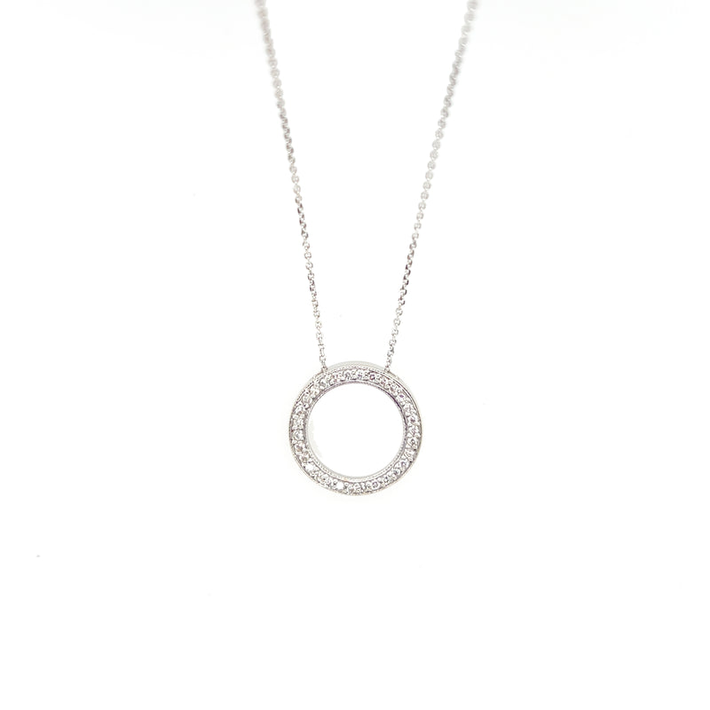 Pre-Owned 14K White Gold Circle of Diamond Necklace