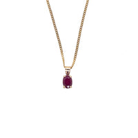 Pre-Owned 14K Yellow Gold Oval Ruby Solitaire Necklace - NAGI