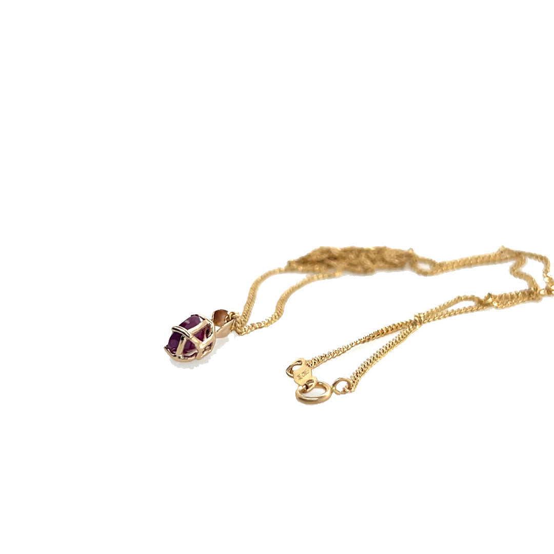 Pre-Owned 14K Yellow Gold Oval Ruby Solitaire Necklace - NAGI