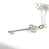 Pre-Owned Tiffany & Co. 18K White Gold Crown in Key Necklace