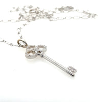 Pre-Owned Tiffany & Co. 18K White Gold Crown in Key Necklace