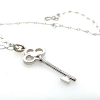 Pre-Owned Tiffany & Co. 18K White Gold Crown in Key Necklace