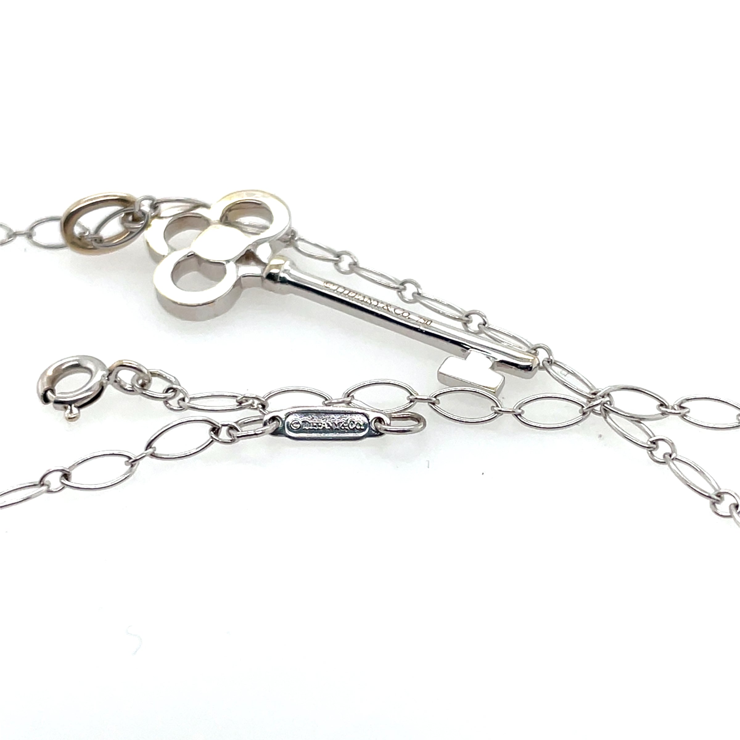 Pre-Owned Tiffany & Co. 18K White Gold Crown in Key Necklace