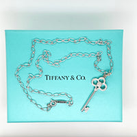 Pre-Owned Tiffany & Co. 18K White Gold Crown in Key Necklace
