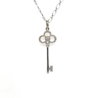 Pre-Owned Tiffany & Co. 18K White Gold Crown in Key Necklace