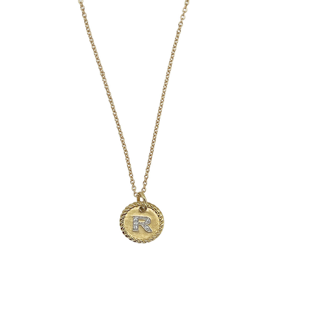 Pre-Owned David Yurman 18K Yellow Gold Initial R Necklace
