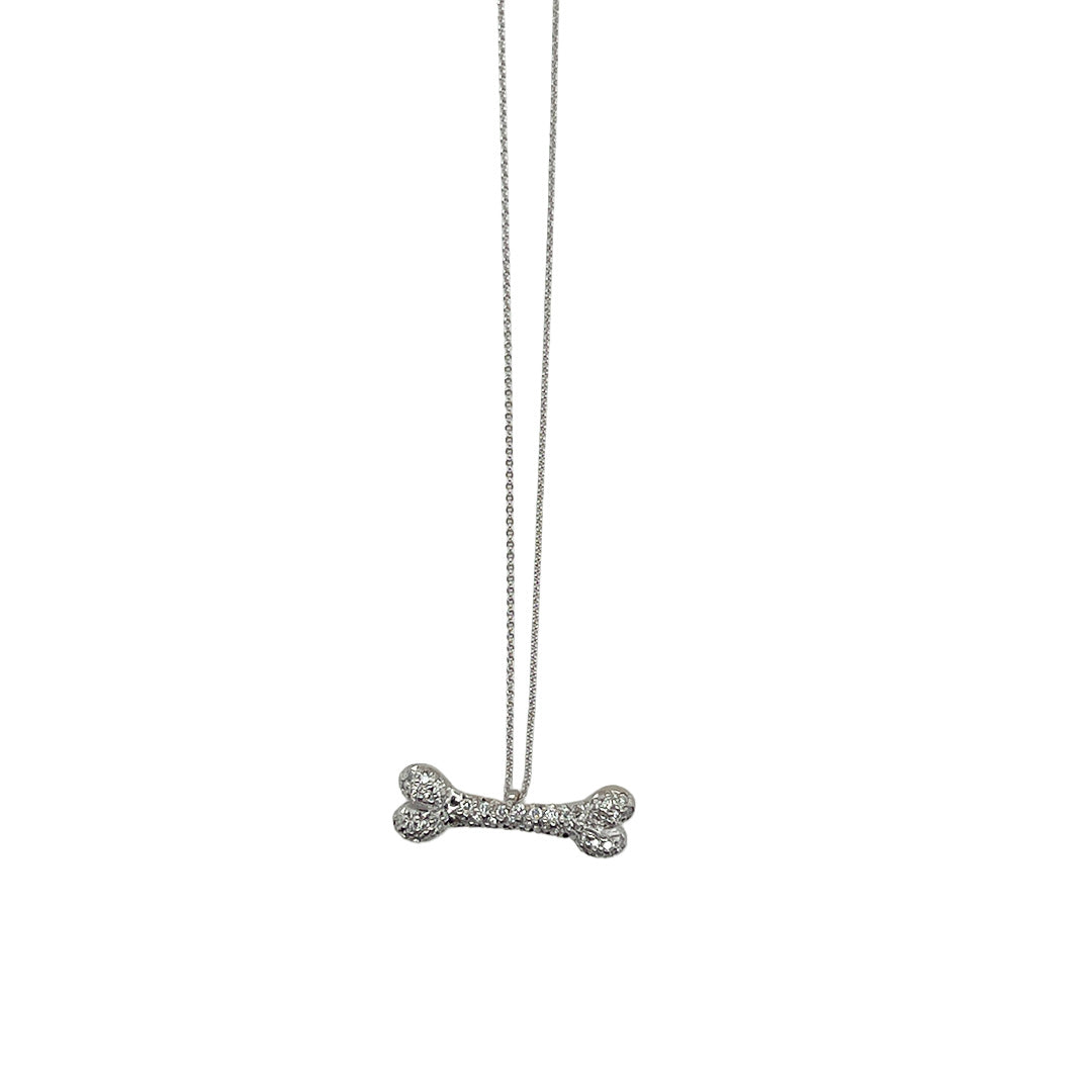 Pre-owned Roberto Coin 18K White Gold Dog Bone Necklace
