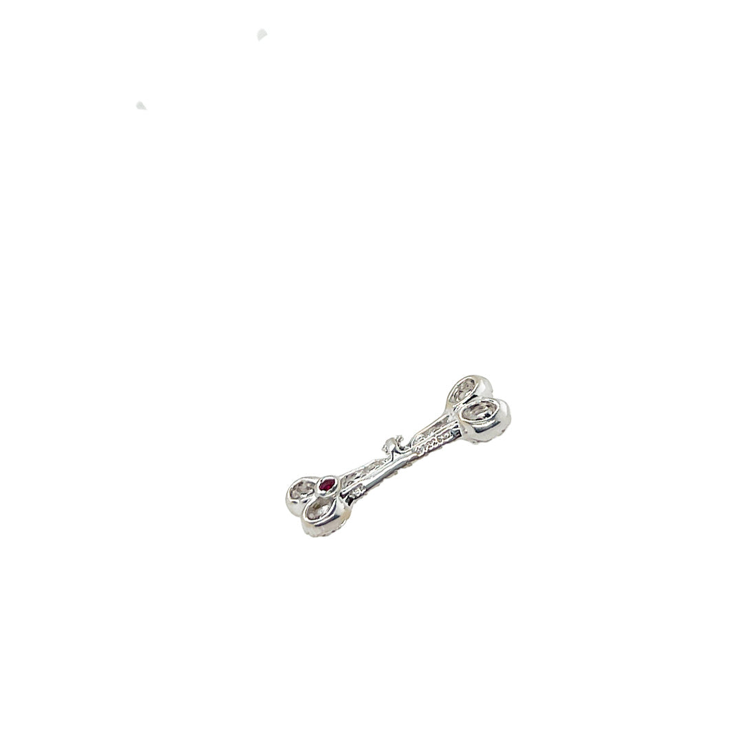 Pre-owned Roberto Coin 18K White Gold Dog Bone Necklace