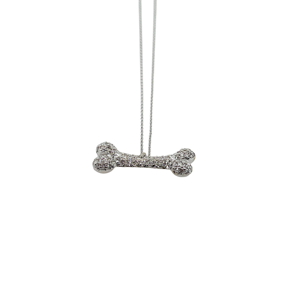 Pre-owned Roberto Coin 18K White Gold Dog Bone Necklace