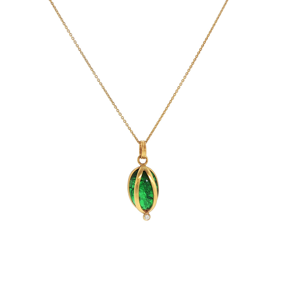 Pre-Owned Lika Behar 22K Yellow Gold Caged Emerald Necklace