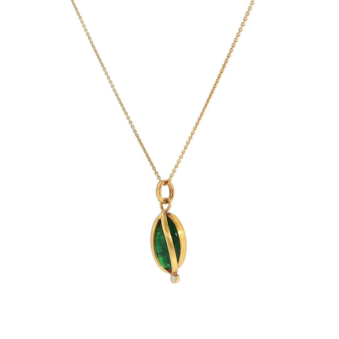 Pre-Owned Lika Behar 22K Yellow Gold Caged Emerald Necklace