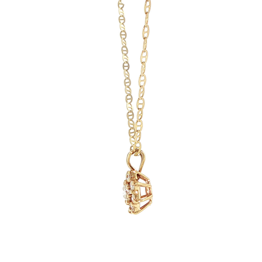 Pre-Owned 14K Yellow Gold Flower Diamond Necklace