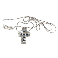 Pre-Owned Damiani 18K White Gold Sapphire and Diamond Cross Necklace