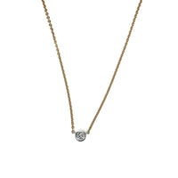 Pre-Owned 18K Yellow Gold and Platium Bezel Set Diamond Necklace
