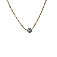 Pre-Owned 18K Yellow Gold and Platium Bezel Set Diamond Necklace