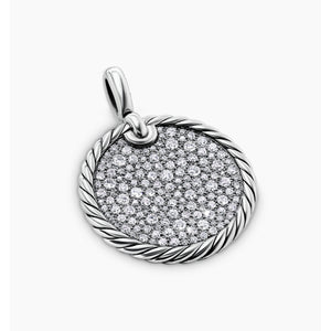 Pre-owned David Yurman Elements Disc Pendant with Pave Diamonds 24mm