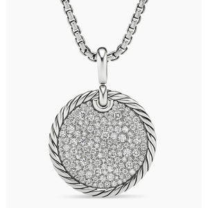 Pre-owned David Yurman Elements Disc Pendant with Pave Diamonds 24mm