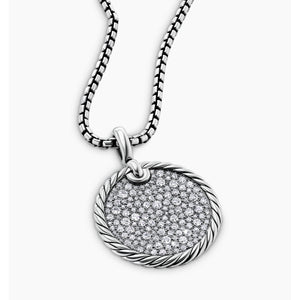 Pre-owned David Yurman Elements Disc Pendant with Pave Diamonds 24mm