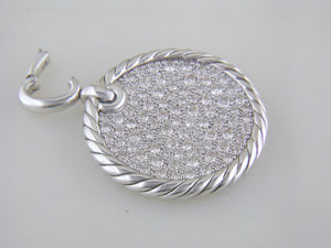 Pre-owned David Yurman Elements Disc Pendant with Pave Diamonds 24mm