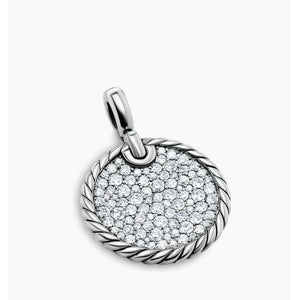 Pre-owned David Yurman Elements Disc Pendant with Pave Diamonds 21mm