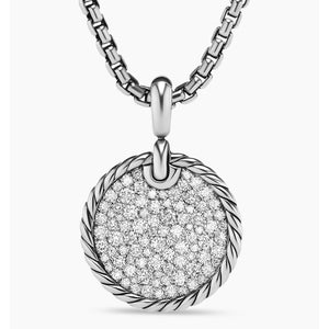 Pre-owned David Yurman Elements Disc Pendant with Pave Diamonds 21mm