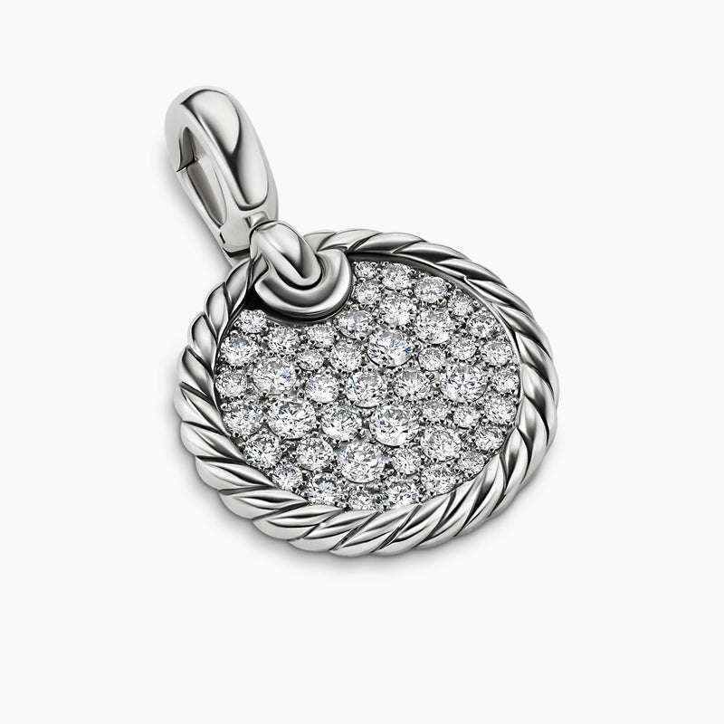 Pre-owned David Yurman Elements Disc Pendant with Pave Diamonds 17.5mm