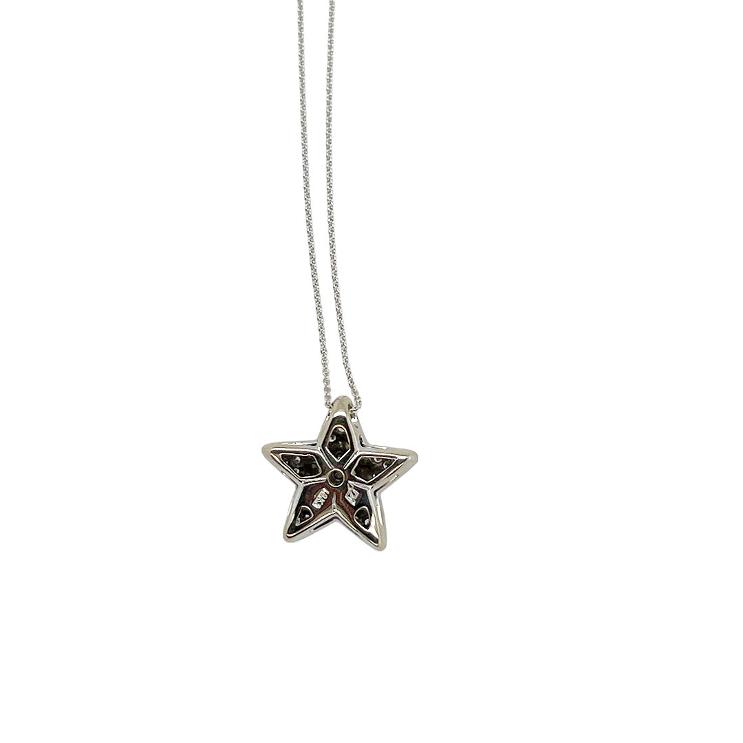 Pre-Owned 18K White Gold Diamond Star Necklace