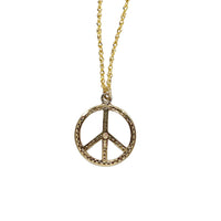 Pre-Owned 14K Yellow Gold Peace Sign Diamond Necklace