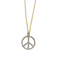 Pre-Owned 14K Yellow Gold Peace Sign Diamond Necklace